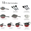 18 Piece Non-stick Cookware Set, Steel Gray